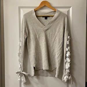 Grey Sweater with Lace Sleeves